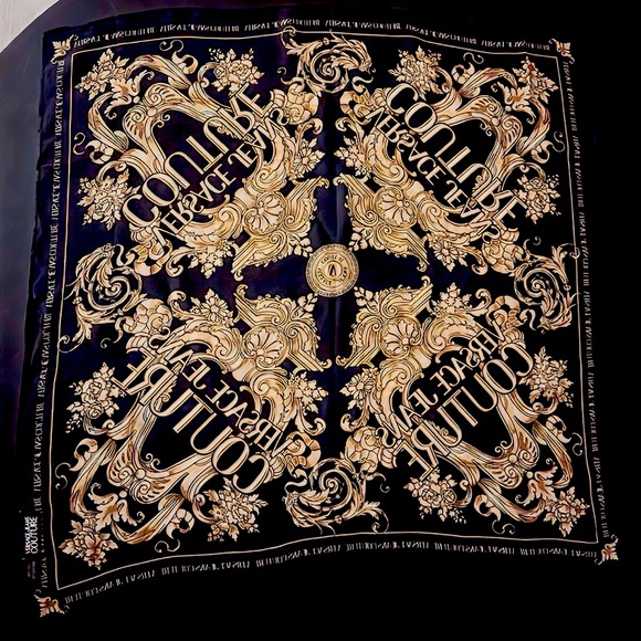 Versace Jeans Couture Black and Gold Scarf - Picture 2 of 3